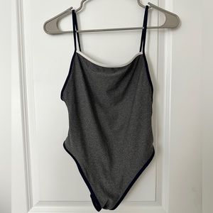 Aerie Gray Cheeky One-Piece Swimsuit Size Small Petite